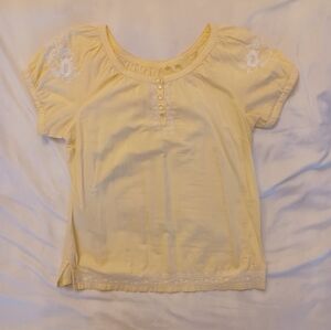 Butter Yellow Mexican Style Top, Puff Sleeves, Large